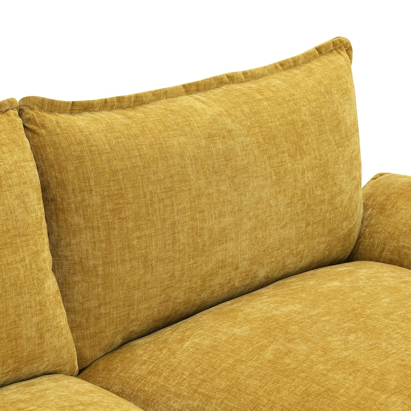 Chenille Upholstered Sectional Sofa with Chaise and Storage Pockets, 5 Seat Lounge Cloud Couch L-shaped Recliner Couches