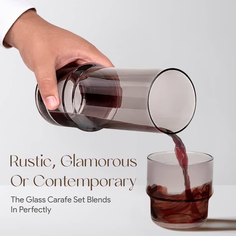 Elle Decor Bedside Water Carafe with Tumbler Doubles as Lid - 3.34" x 9.28"