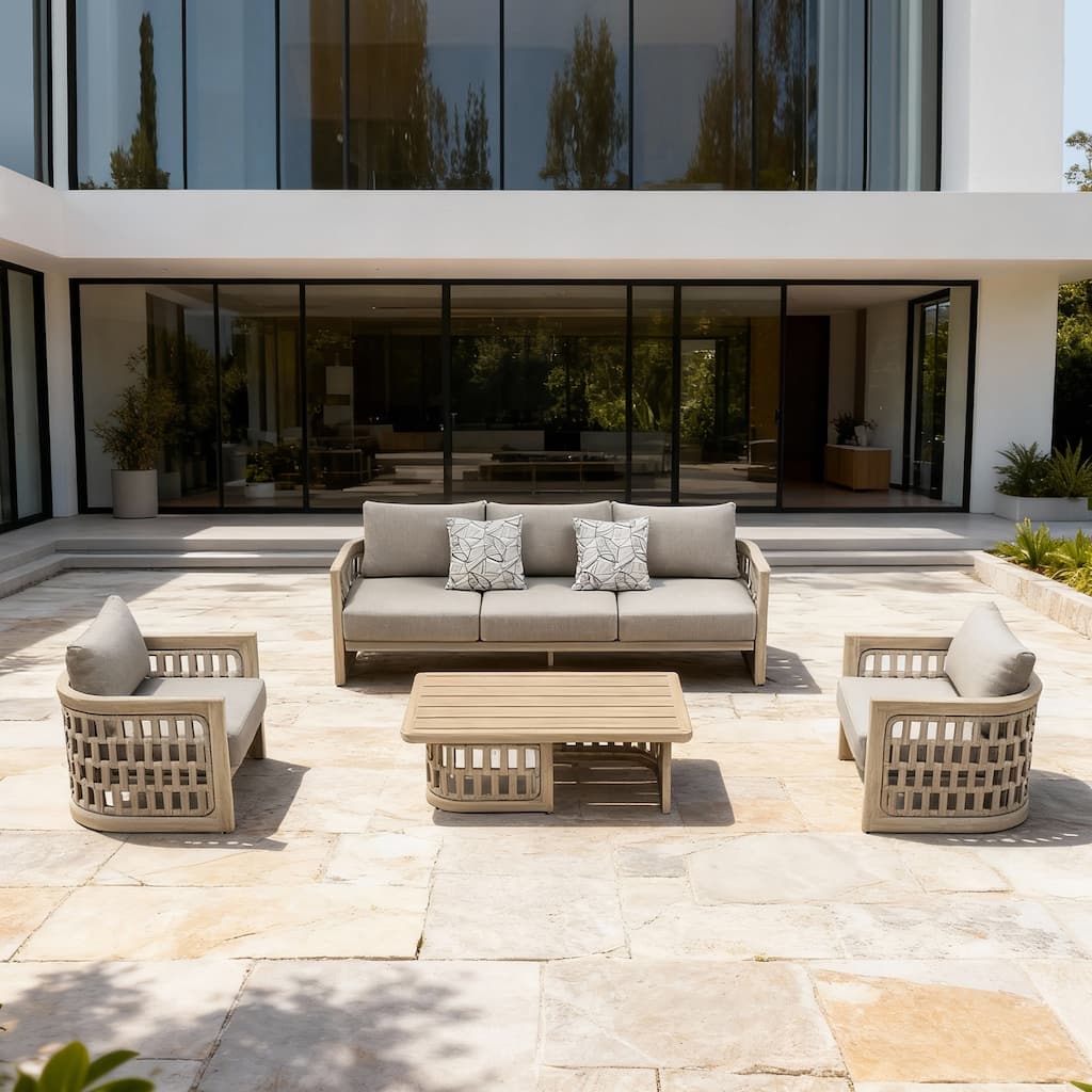 HIGOLD Riva 3.0 Outdoor Patio Sofa Set, 5-Seater Teak Conversation Set