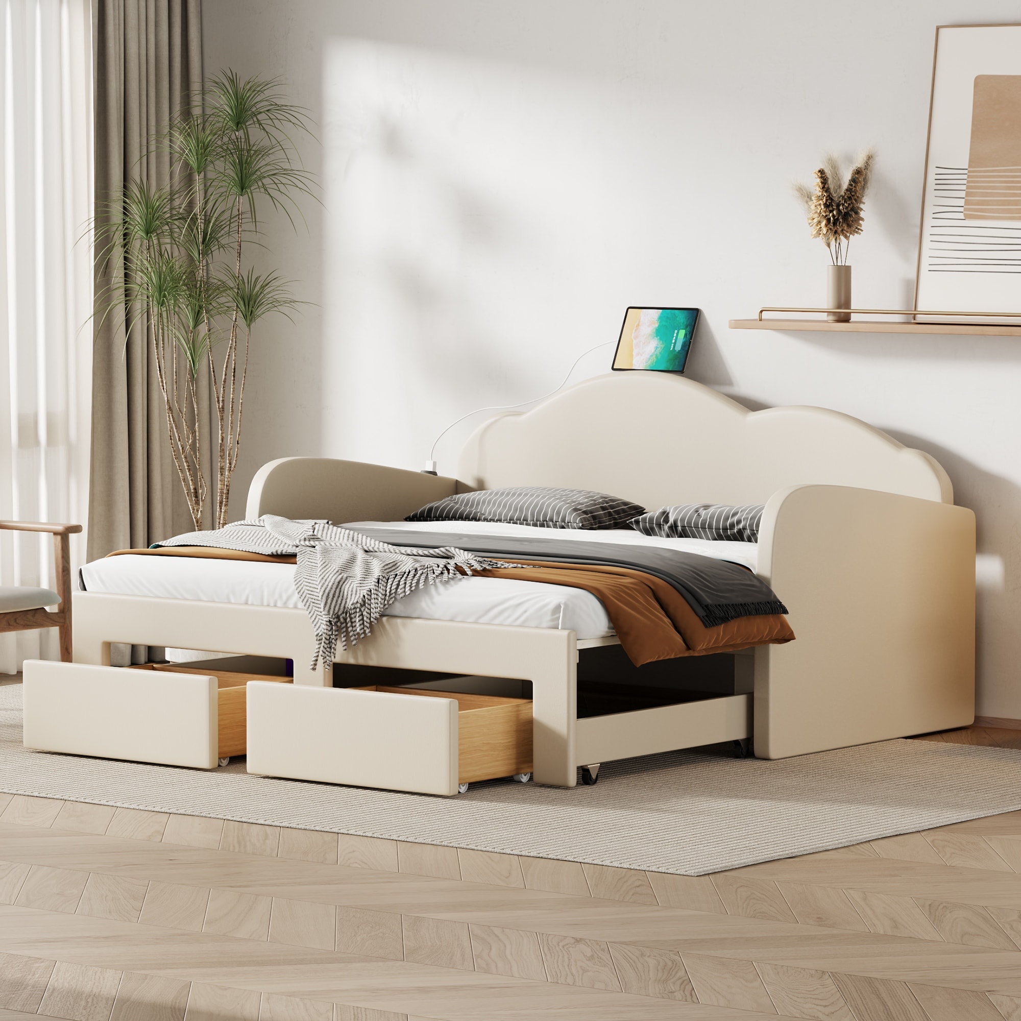 Girls daybed with trundle top