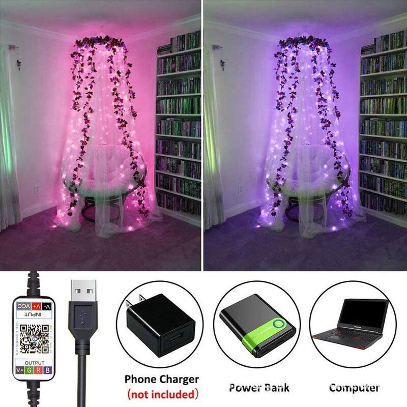 20m Bluetooth RGB LED Fairy Lights – USB Waterproof Music Sync Indoor/Outdoor