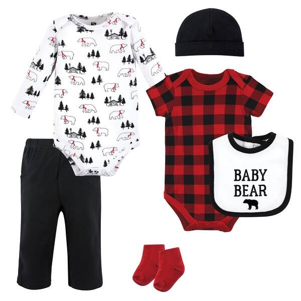 slide 1 of 1, Hudson Baby Unisex Baby Cotton Layette Set, Buffalo Plaid Bear 0-3 Months - Buffalo Plaid Bear