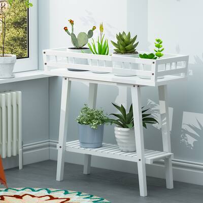 Wooden Rectangular Raised Garden Plant Stand - 29.1" x 10.6" x 27.2"