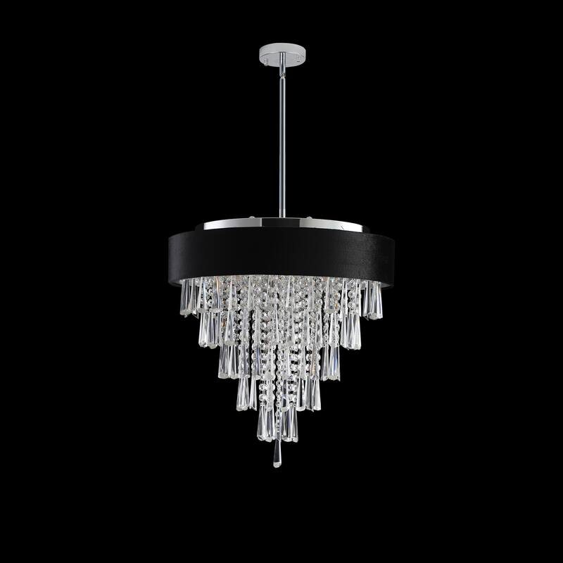 Round Crystal Chandelier for Living Room, Decorative Ceiling Lighting Fixture, Stylish Hanging Chandelier Lighting