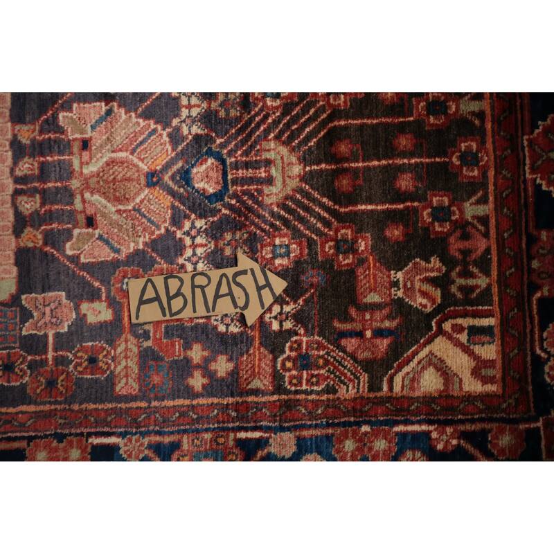 Hand Knotted Oriental 100% Wool Carpet Traditional Floral Navy Blue & Blues Lilian Runner Rug - 15' 10'' X 3' 5''