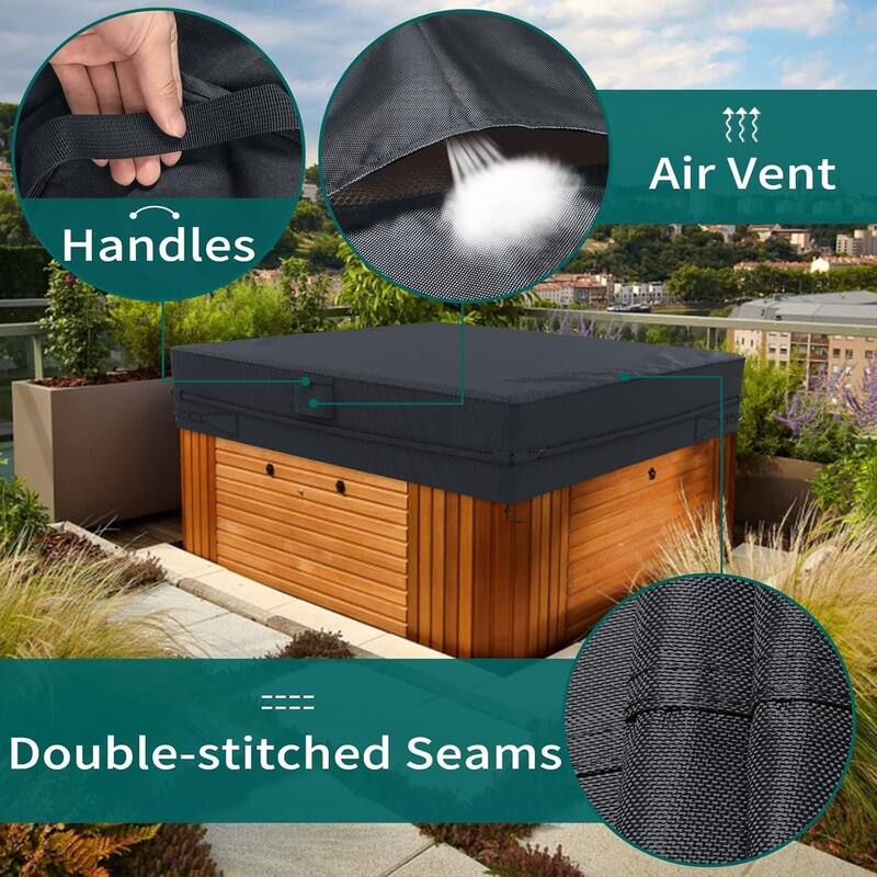 Hot Tub Cover 420D Waterproof, Heavy Duty Spa Cover Protector | Fits up to 87x87 Inches, Outdoor Windproof Replacement for Patio