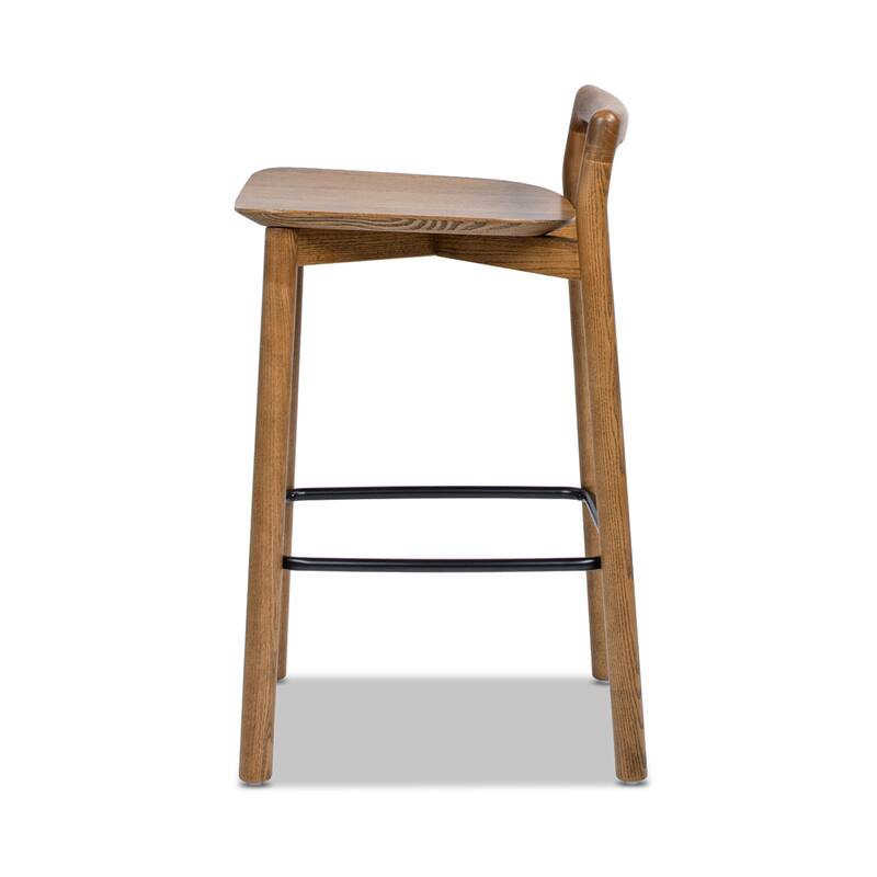 Modern Minimalist Low Back Wood Counter Stool