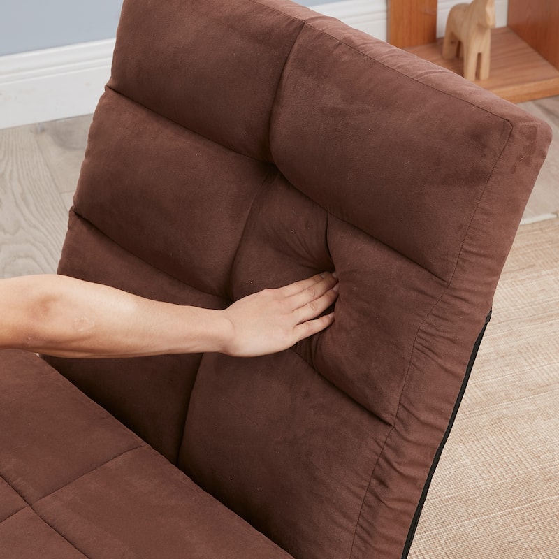 Modern 27.56" Upholstered Adjustable Foldable Buttons Tufted Lounge Chair with Pillow and 5 Reclining Position