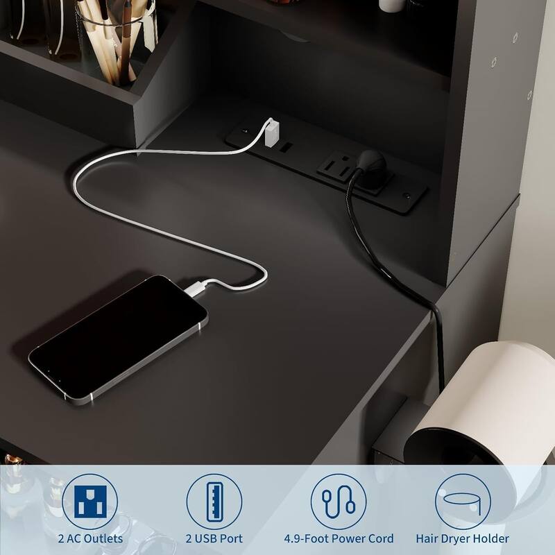 Makeup Vanity Desk Dressing Table Set with Stool for Bedroom