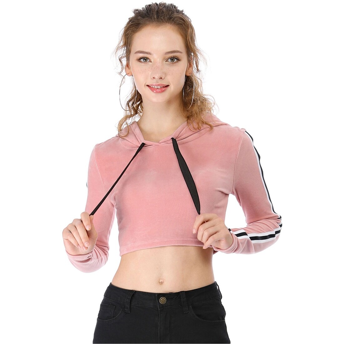 pink crop top sweatshirt