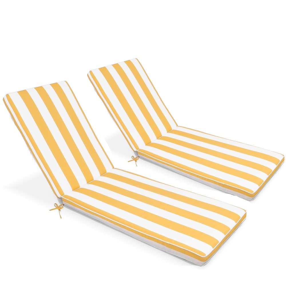 GDFStudio Bula Outdoor Chaise Lounge Cushion with Removable Cover (Set of 2)-ONLY CUSHION - 74.41" x 22.05"