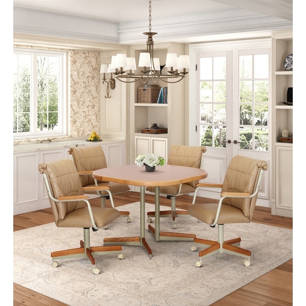 Caster Chair Company 5 Piece 42x42 Oak Caster Castor Dining Set Laminate Table Top Buff Rolling Swivel Tilt Chairs Bed Bath Beyond 38432831
