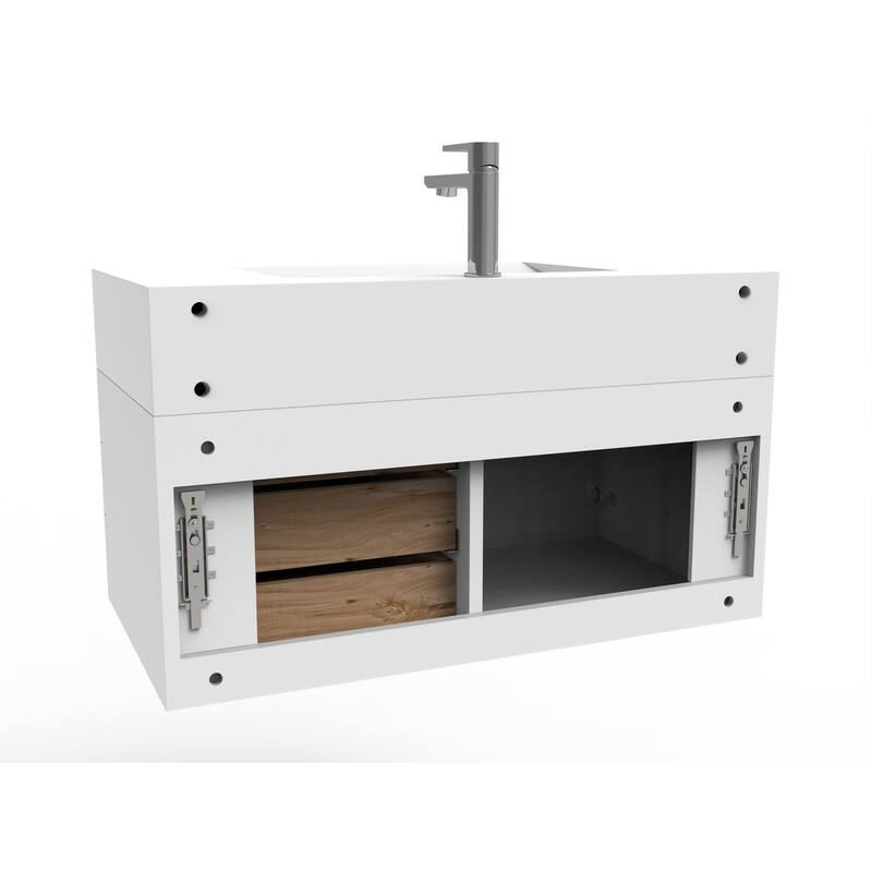 Nile 36-Inch Wall Mounted Bathroom Vanity Set w/ White Top