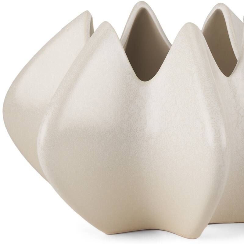 9" Cream Sculptural Ceramic Table Vase - 13.98