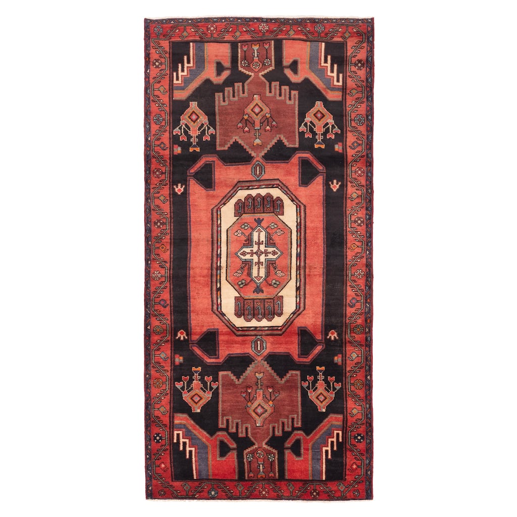 ECARPETGALLERY Hand-knotted Konya Anatolian Black, Red Wool Rug - 4'3 x 9'3