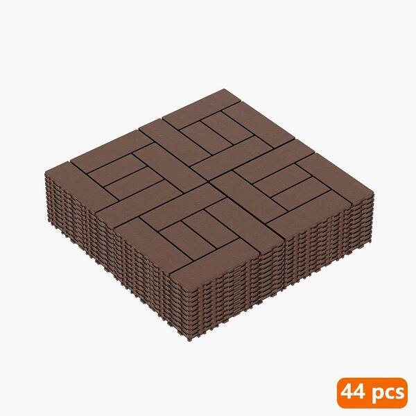 1 ft. x 1 ft. Outdoor Square Waterproof Deck Tile in Brown, All Weather Use ( 44 Per Case)