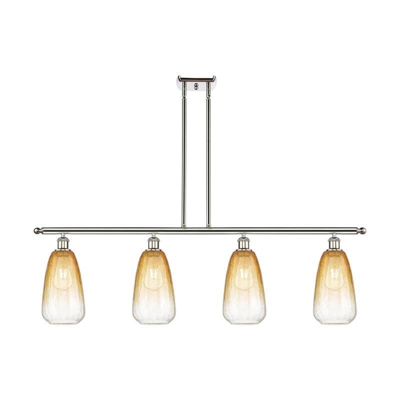 Innovations Lighting Endless Possibilities Ballston - Brookhaven Almond - 4 Light 48" Stem Hung Island Light - Polished Nickel/Amber