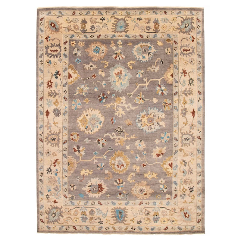 ECARPETGALLERY Hand-knotted Modern Oushak Grey Wool Rug - 8'10 x 11'8 - Grey - 8'10 x 11'8