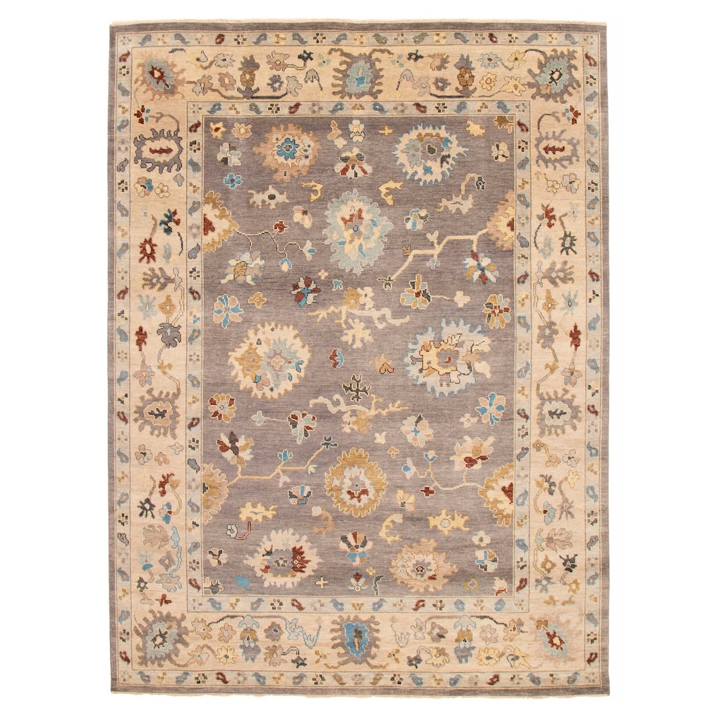ECARPETGALLERY Hand-knotted Modern Oushak Grey Wool Rug - 8'10 x 11'8