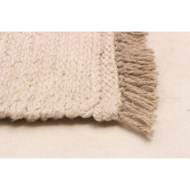 ECARPETGALLERY Flat-Weave Ankara Beige Wool Kilim - 5'7 x 7'7