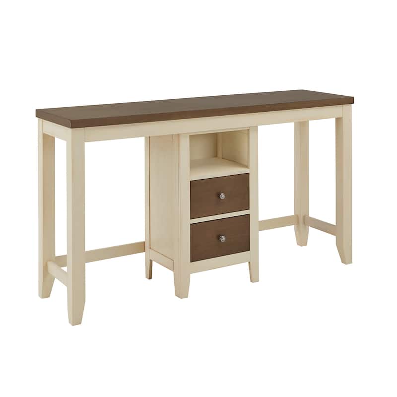 Gordes Dual-tone Farmhouse Counter Height Dining Table with Storage Unit by iNSPIRE Q Classic - Creamy Off White