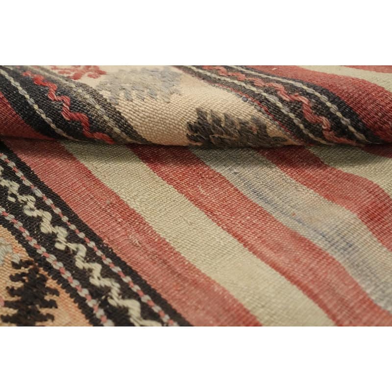 Hand Woven Oriental 100% Wool Carpet Southwestern Tribal Multi-Colored Kilim Area Rug - 9' 9'' X 5' 0''