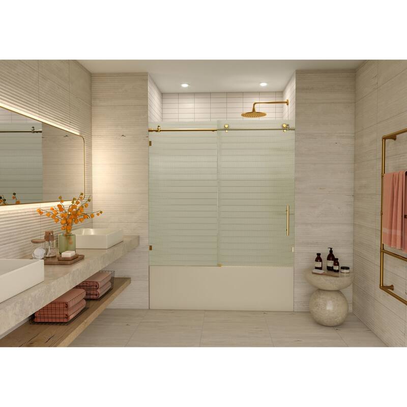 Glass Warehouse BFLSLD-60-R Galaxy 60" High x 60" Wide Sliding - Satin Brass