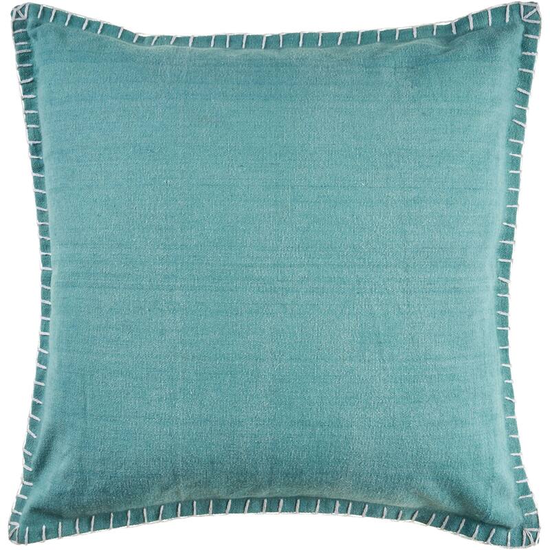 Sevita Gray Barn Piper Down Teal Throw Pillow with Embroidered Edges