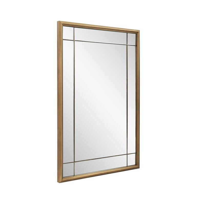 Allan Andrews Brass Metal French Panel Framed Vantiy and Wall Mirror - 36"H x 24"W - 36"H x 24"W - Gold