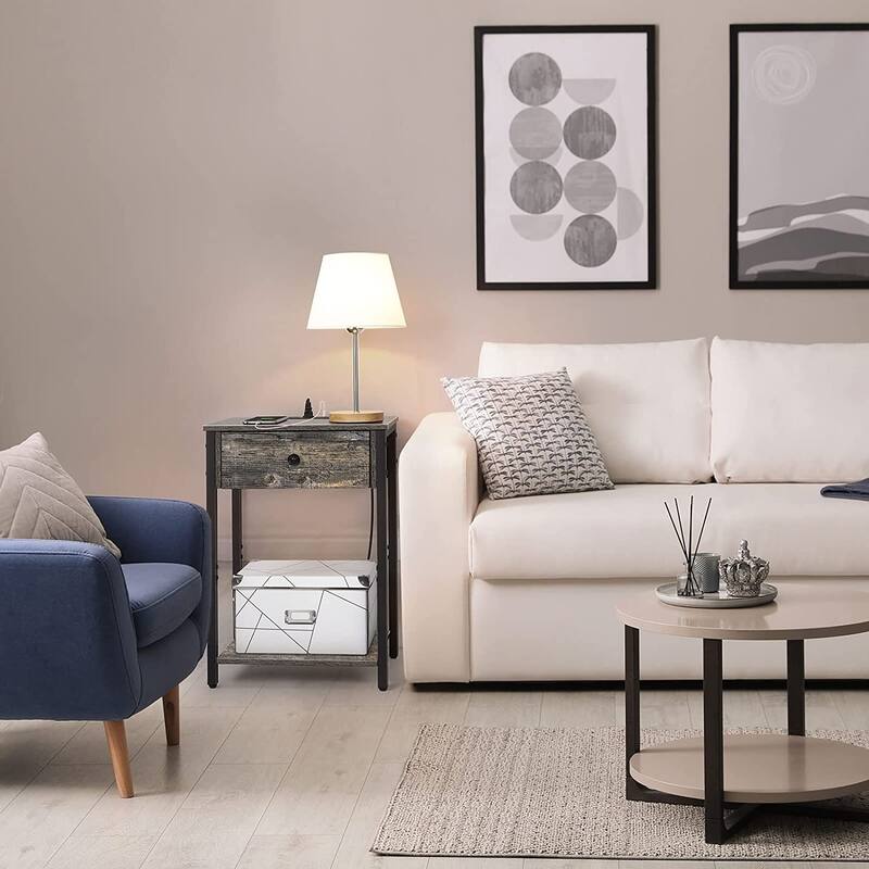 Nightstand with USB Ports and Power Outlets