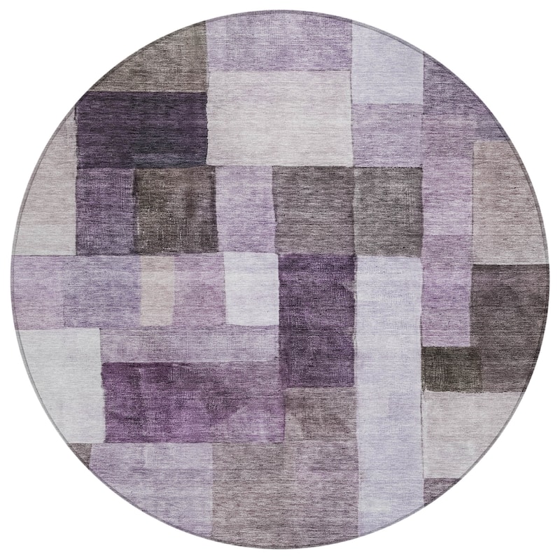 Machine Washable Indoor/ Outdoor Contemporary Geo Chantille Rug