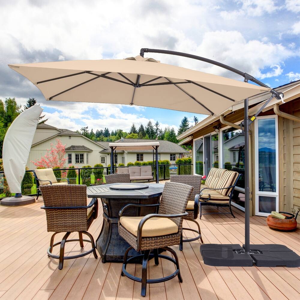 8.2 x 8.2 Ft Patio Offset Umbrella w/Steel Frame and Angle Adjustment