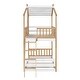 preview thumbnail 10 of 10, Twin Over Twin Floor Bunk Bed Wood Bed with Roof, Window, Ladder