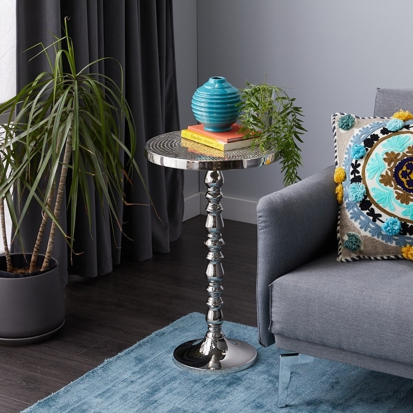Silver Aluminum Glam Accent Table 26 x 16 x 16 - 16 x 16 x 26Round. Opens flyout.