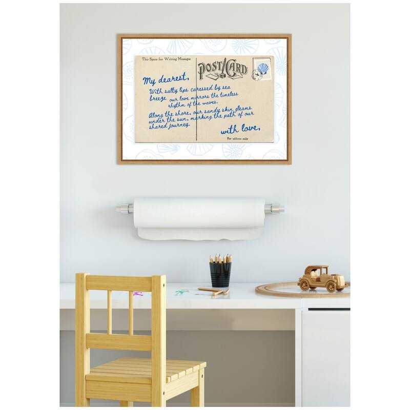 Kate and Laurel Sylvie Beach Love Letter Blue Framed Canvas by Honey Island Studio