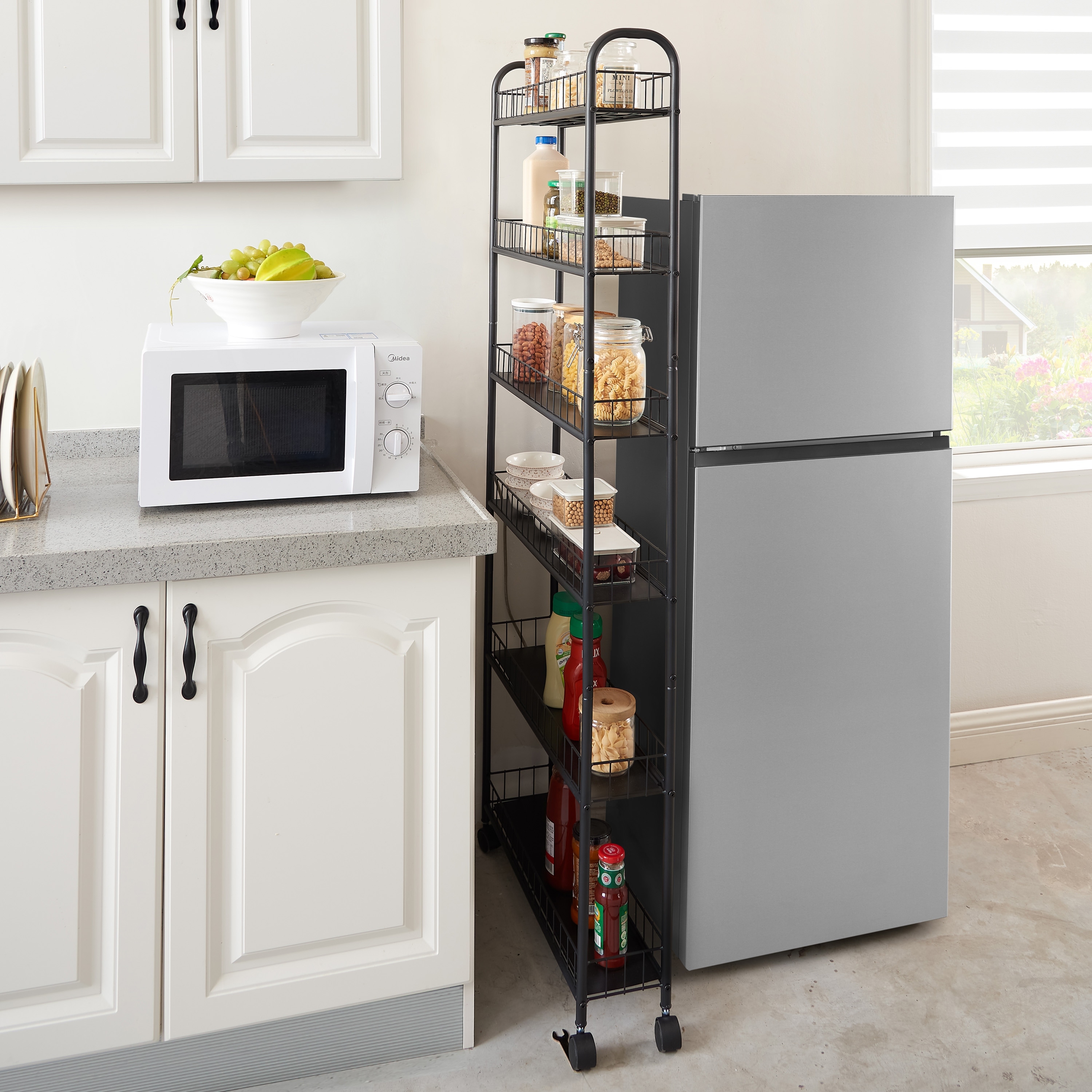 6 Tier Bathroom Rolling Cart Storage Cabinet Tower Rack Organizer