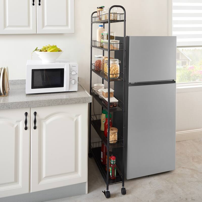 6-Layer Ultra-Thin Rolling Cart Storage Rack - Kitchen Cart