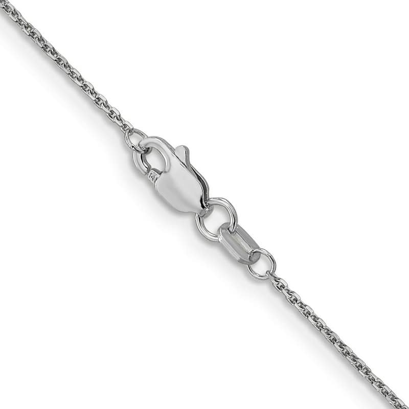 Curata 14k White Gold 10" 0.95mm Diamond-Cut Cable Chain Anklet (Lobster-claw)