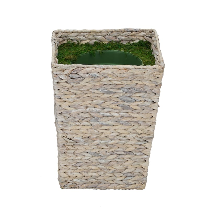 Large Tapered Water Hyacinth Basket Planter Pot-in-a-Pot - White-Washed