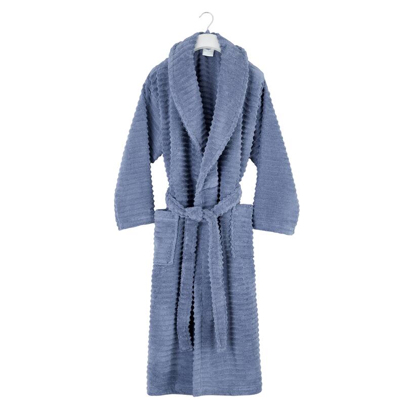 Ribbed Zero Twist Turkish Cotton Unisex Bathrobe