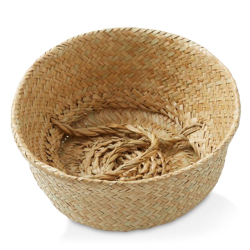 Seagrass Belly Basket Planters Woven Storage Bin Plant Pot Covers