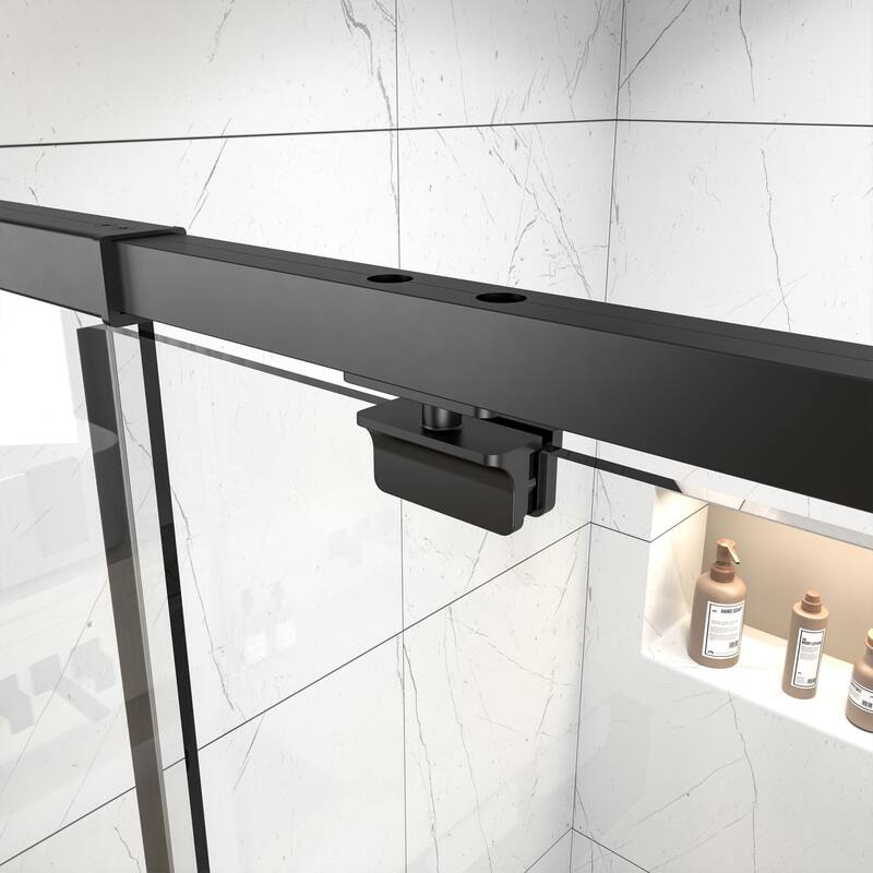 60"x71" Single Pivot Swing Shower Doors in Nickel/Black/Chrome Frameless Enclosure Tub Doors with Clear Tempered Glass