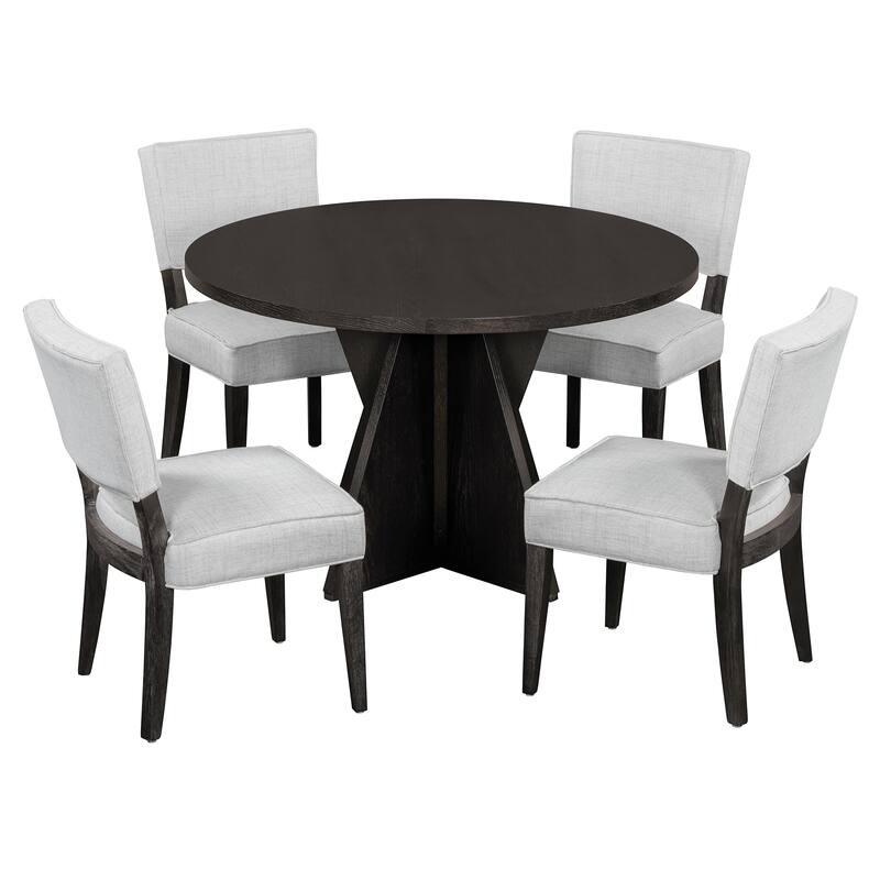 5-Piece Round Dining Table Set for 4