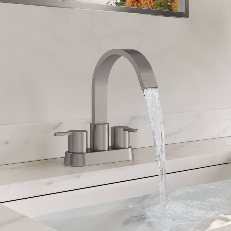 Double Handles 4 inche Centerset Bathroom Sink Faucet
