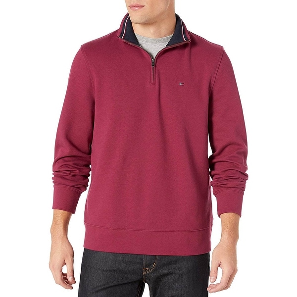 Tommy Hilfiger Mens 1/4 Zip Mockneck Sweatshirt X-Large Port Wine. Opens flyout.