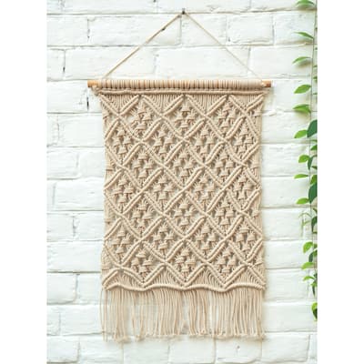 Loominaire Rustic Macrame Wallhanging "Madalena" Hand Woven of Cotton