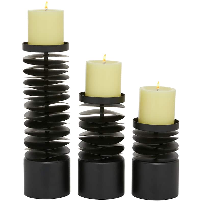 Metal Candle Holder - Set of 3 Black - Roche River Decor - 4"W x 4"L x 12"H