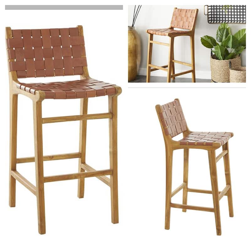 London 29-Inch Handmade Genuine Leather Bar Stool - Brown