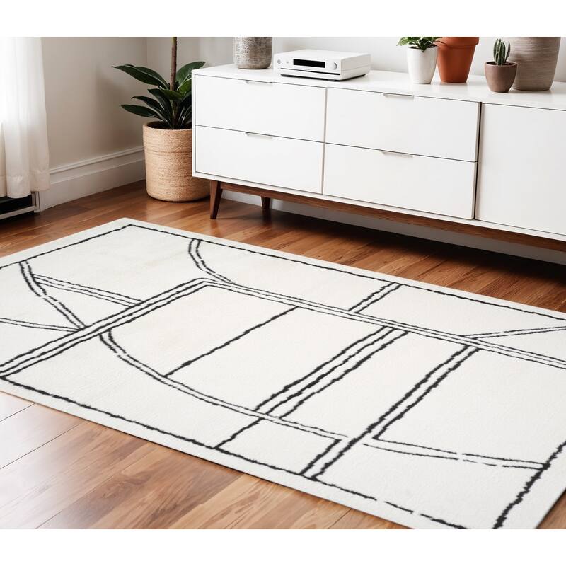 HomeRoots Geometric Rectangle Area Rug - 66.00 in. x 42.00 in.  x 0.60 in.