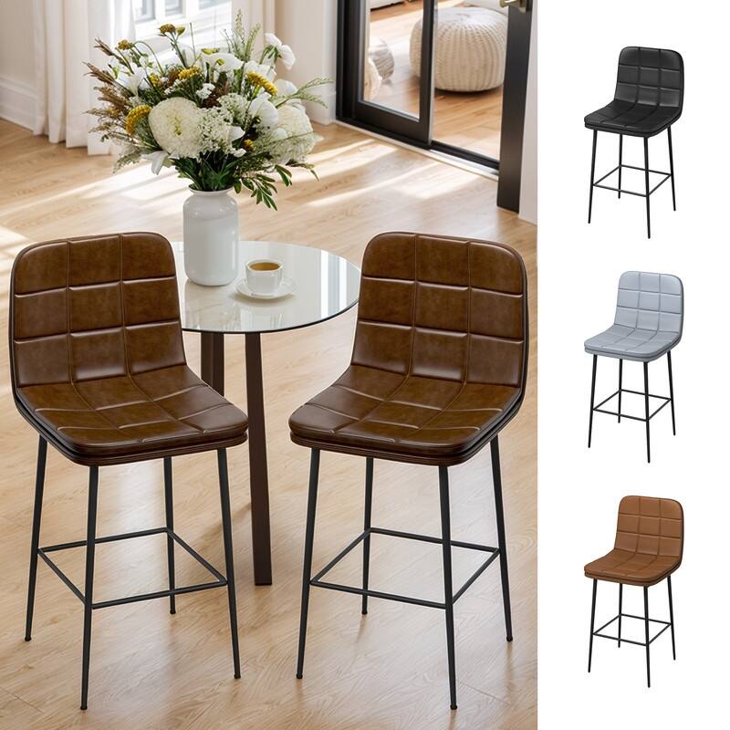 Metal Upholstered Bar Stools (Set of 4)